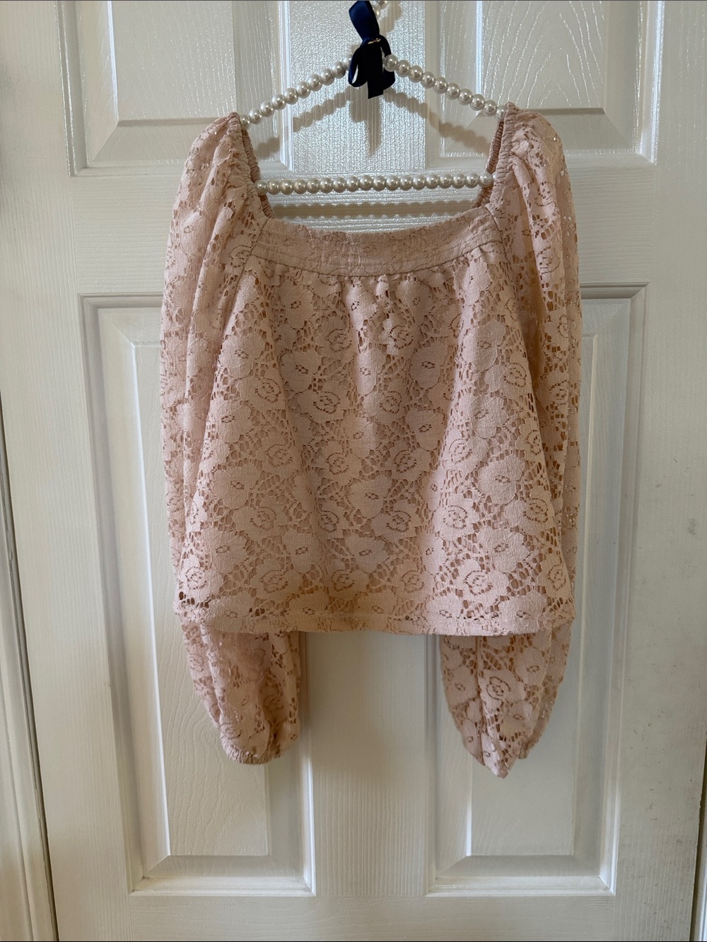 Abercrombie Kids Lace Long-Sleeve Top in Blush